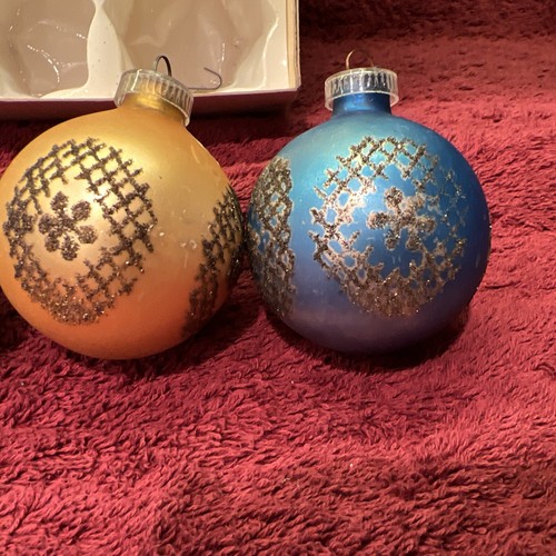 6 Vintage Austrian GLASS Christmas Ornament In Box 2 1/2” wide - Picture 6 of 16