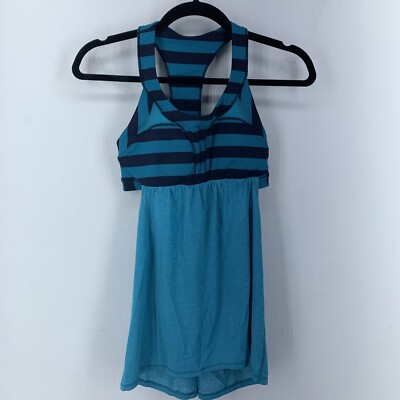 Lululemon Womens 6 In Run Tank Top Surge Micro Macro Stripe Workout Yoga