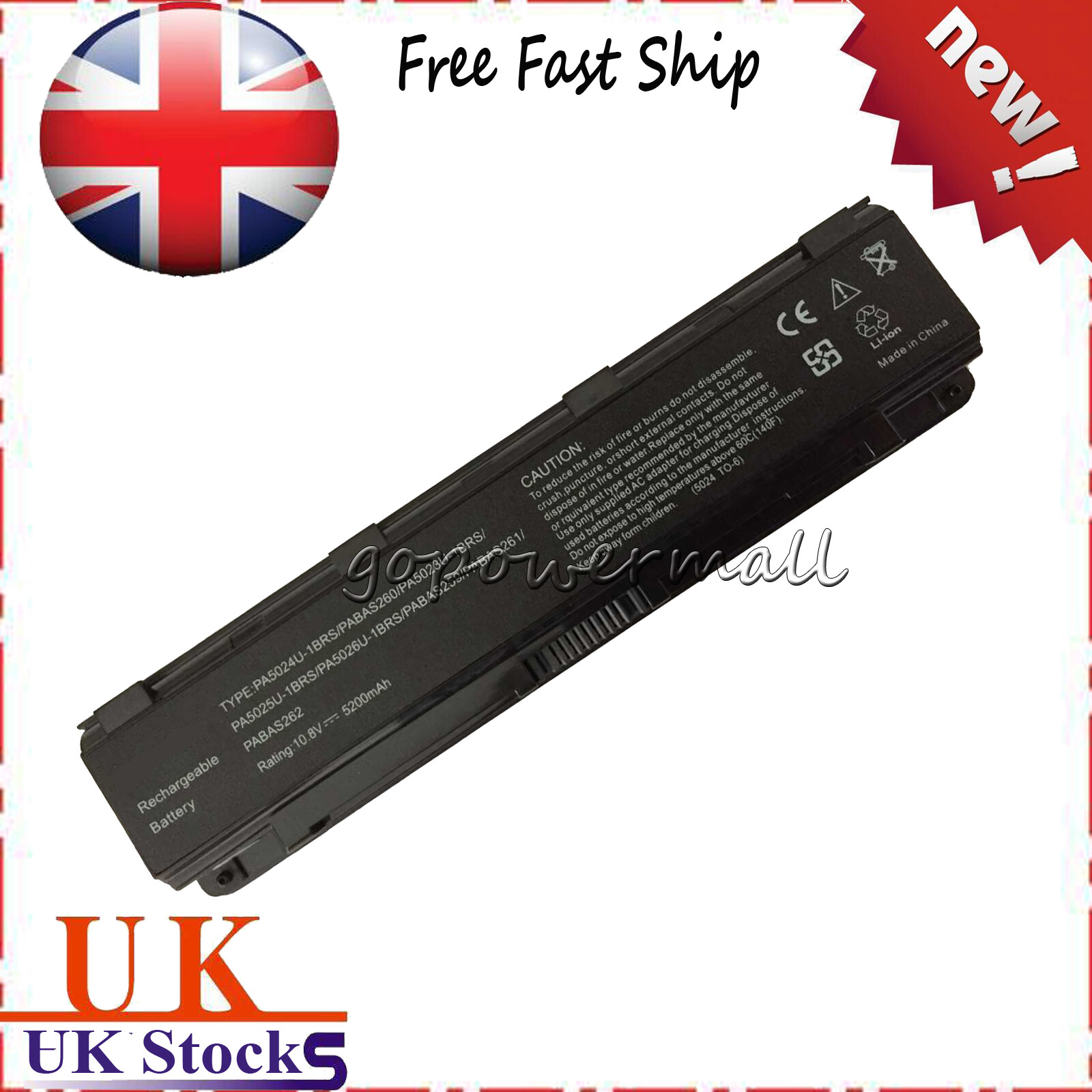 Laptop battery for Toshiba Satellite Pro C850 L850 L870 M800 C850D C855D C870D