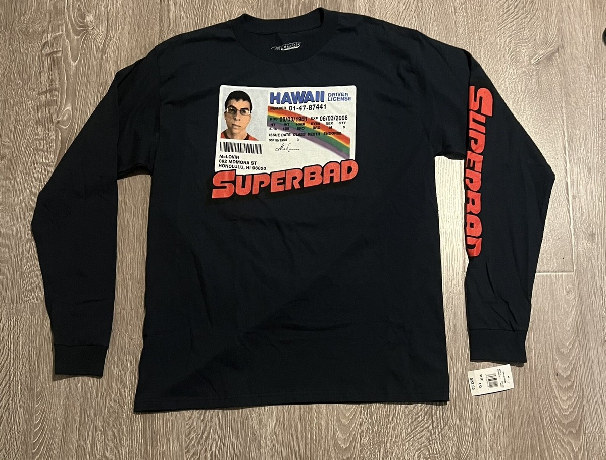 ^^③ Mclovin Superbad Movie Shirt Adult Small Blue Long Sleeve Driver