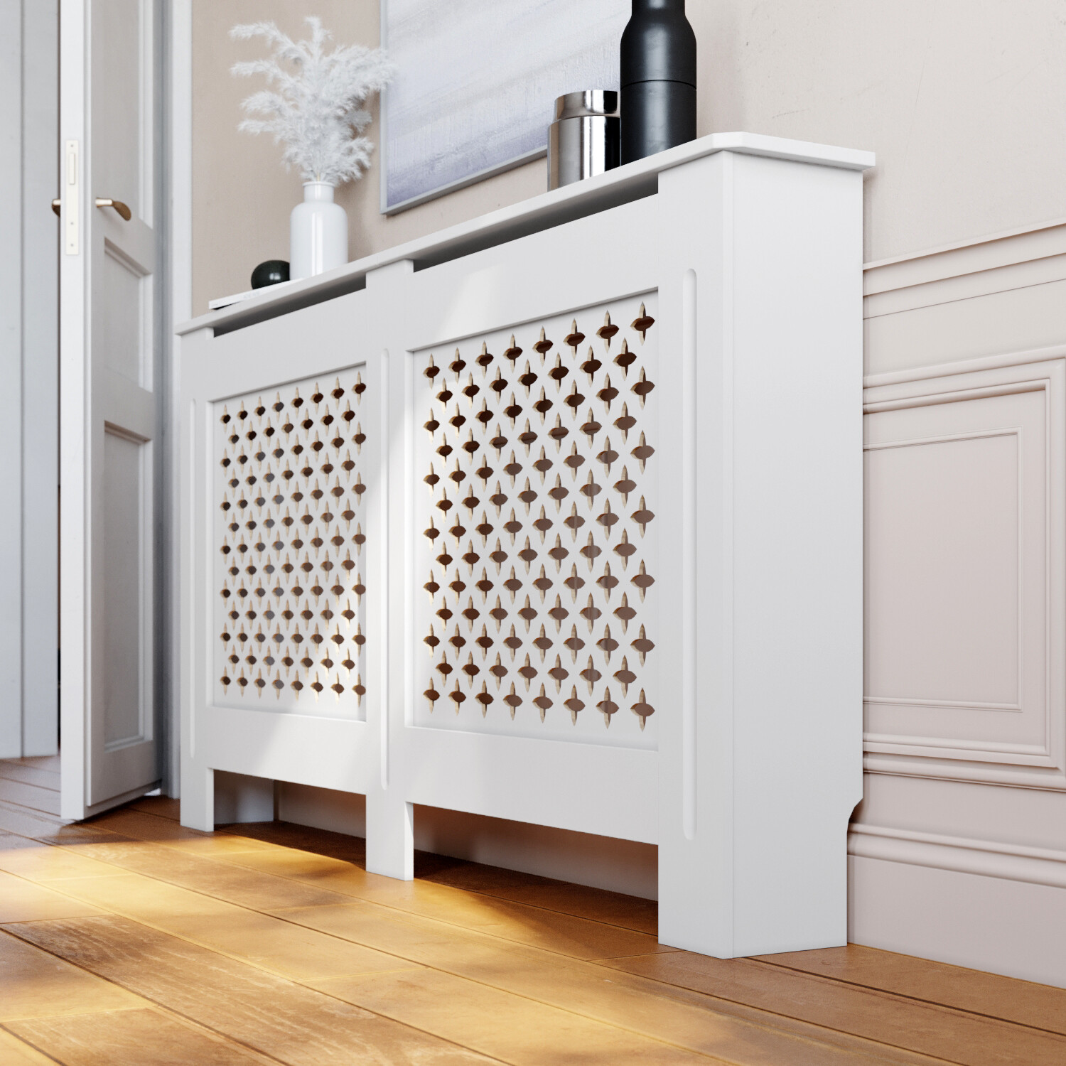 Radiator Cover S/M/L/XL Wall Cabinet MDF Wood Cross Grill Shelf Furniture |  eBay