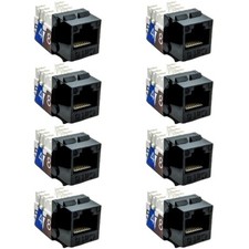 8 Pcs Cat6 RJ45 Network LAN Ethernet Keystone Jack 110 Punch Down Snap In Black