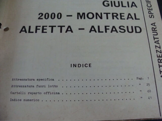 Catalogo attrezzatura specifica Alfa Romeo Giulia Alfetta Montreal - Immagine 3 di 4