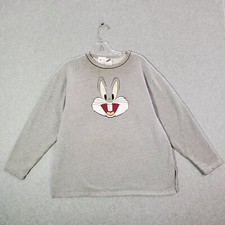 VINTAGE Warner Bros Men Sweatshirt Medium Gray Bugs Bunny Graphic 1999 READ