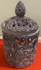 Purple Conecuh Tall Lidded Cutwork Box 12”