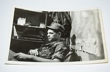 Vintage WWII Smoking Reading US Army Soldier Black White Photo Photograph Rare