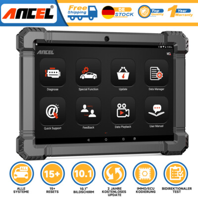 2025 Ancel X7 OBD2 Diagnosegerät Alle System Fehler Auslesegerät IMMO TPMS 10.1''