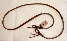 Tabelo Leather w/Rawhide Braided Ends Contest Reins w/Water Ties 5/8x75ft