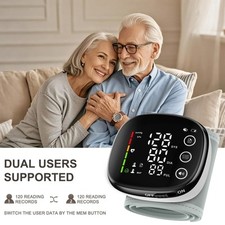 Touchscreen Wrist BP Monitor, 13.5  19.5cm Cuff, 2 Users, Voice, Rechargeable