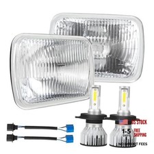 7X6 Inch Glass Square Headlight Housing  H4/9003 High Low Beam Bulbs for H6054