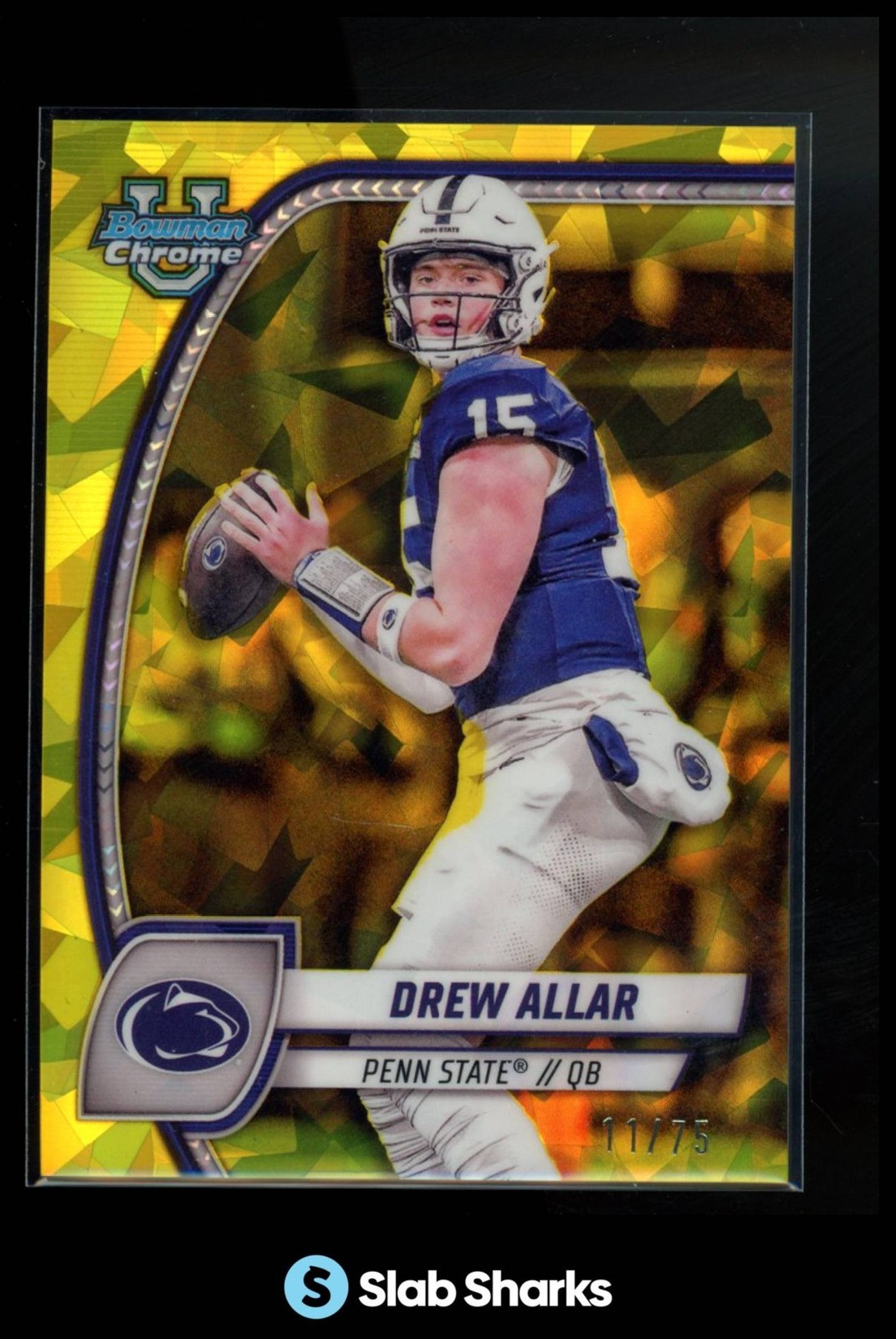 2024 BOWMAN CHROME UNIVERSITY SAPPHIRE #4 DREW ALLAR YELLOW REFRACTOR /75