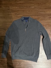 Club Room Gray Tight-Knit 1/4 Zip Mock Neck Pullover Sweater Men's M Long Sleeve