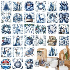 Winter Rub on Transfer for Crafts - 30 Sheets Merry Christmas Vintage Farmhou