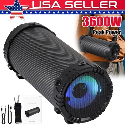3600W Portable 4'' Woofer Bluetooth Speaker Stereo Sound Audio System w/ Strip FM