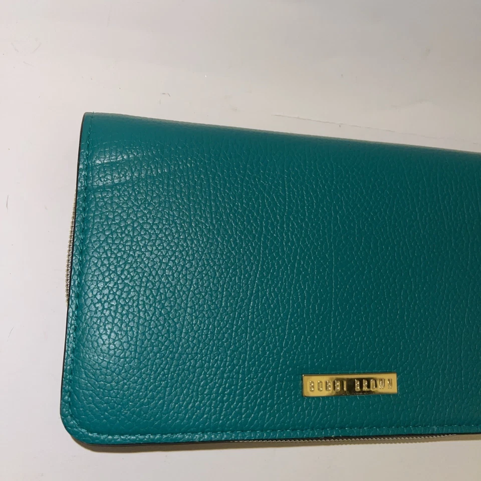 Estuche para brochas de maquillaje cosmético Bobbi marrón bolso de cuero sintético verde Foto 3 de 4