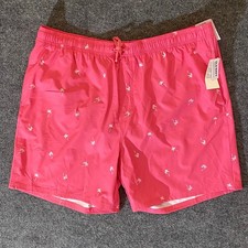 OLD NAVY Swim Trunk Mens XXL Pink Palm Novelty 7 Inseam Palm Print Mesh Lined