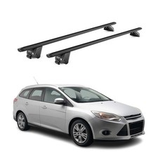 Dachträger für Ford Focus III Turnier 2011-18 100kg Aluminium Schwarz 2 tlg ABE
