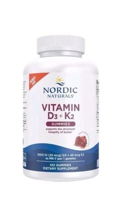Nordic Naturals Vitamin D3 + K2 Gummies Pomegranate - 120 Gummies #410 Exp:11/26
