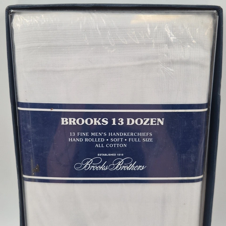 New Brooks Brothers 13 Dozen 13 Count All Cotton White Handkerchiefs Hand Rolled - Image 2 of 4