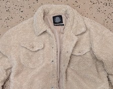Urban Outfitters Sherpa Cream Snap Front Jacket Size Small