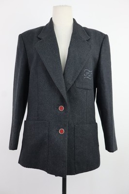 Fendi Roma Blazer Jacket Woman Size 46 Casual Vintage Virgin Wool