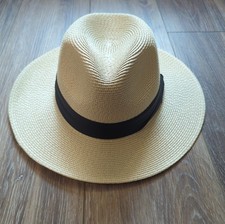 Women s Wide Brim Straw Panama Roll up Hat Fedora Beach Sun Hat UPF50 L/XL