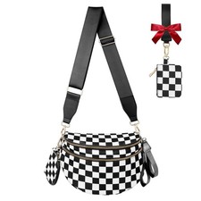 Checkered Crossbody Bag Bum Bag Crossbody Bags for Women Waist Packs Large Fa...