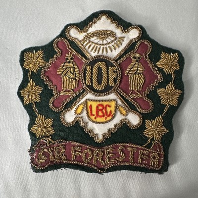 Antique IOF L.B.C. Bullion Embroidered Patch- Ind. Order of Foresters- Pre 1930