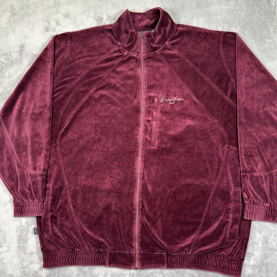 Vintage Sean John Tracksuit Mens 3XLT Red Velour Streetwear Hip Hop Set Y2K - Image 4 of 4