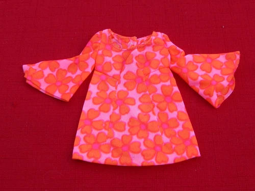 Vintage Barbie 1113 Talking PJ Pink Floral Dress -Excelle - 1969 Original Mattel