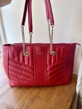 Biba Leather Chain Handle Shoulder Handbag Red Immaculate