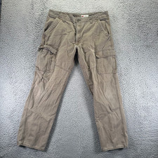 Wrangler Pant Men 36x32 Brown Cotton Cargo Straight Leg Relaxed Utility Workwear
