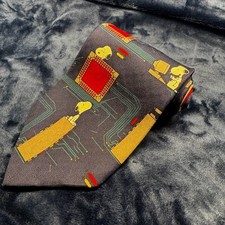 Peanuts Snoopy Men’s Silk Tie Computer Office Tech Novelty Navy USA Made Vintage