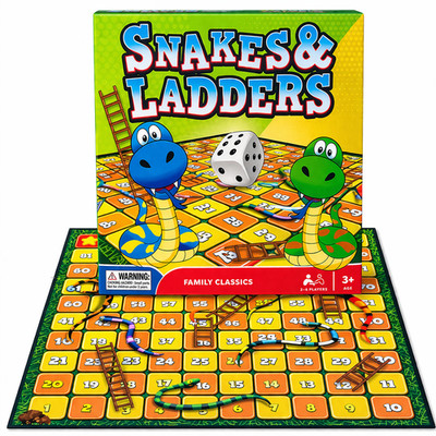 Schlangen und Leitern Familie Brettspiel Klassiker Kinder Spaß Partyspiel 2-6 Spieler