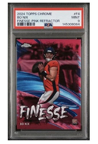 PSA 9 MINT 2024 TOPPS CHROME FINESSE PINK REFRACTOR BO NIX ROOKIE RC