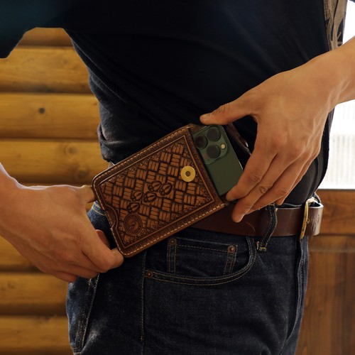 TOURBON Leather Cell Phone Belt Holster Phone Case Smart Phone Wallet for Gift - Picture 19 of 24