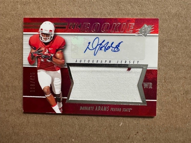 Davante Adams Autographed Signed Fresno State Bulldogs 2014 SPx Rookie Jersey #75 /425 Green Bay Packers 