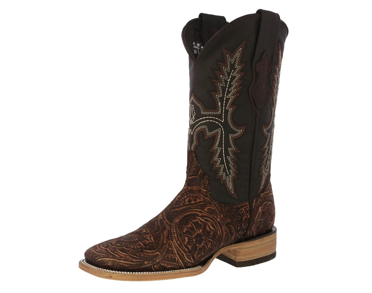 Acme Circle A Mens 9.5D Western Leather Boots USA Cowboy Ringo Tooled Ranch‎ Vintage Acme. Tooled leather cowboy boot | Mercari main image 2