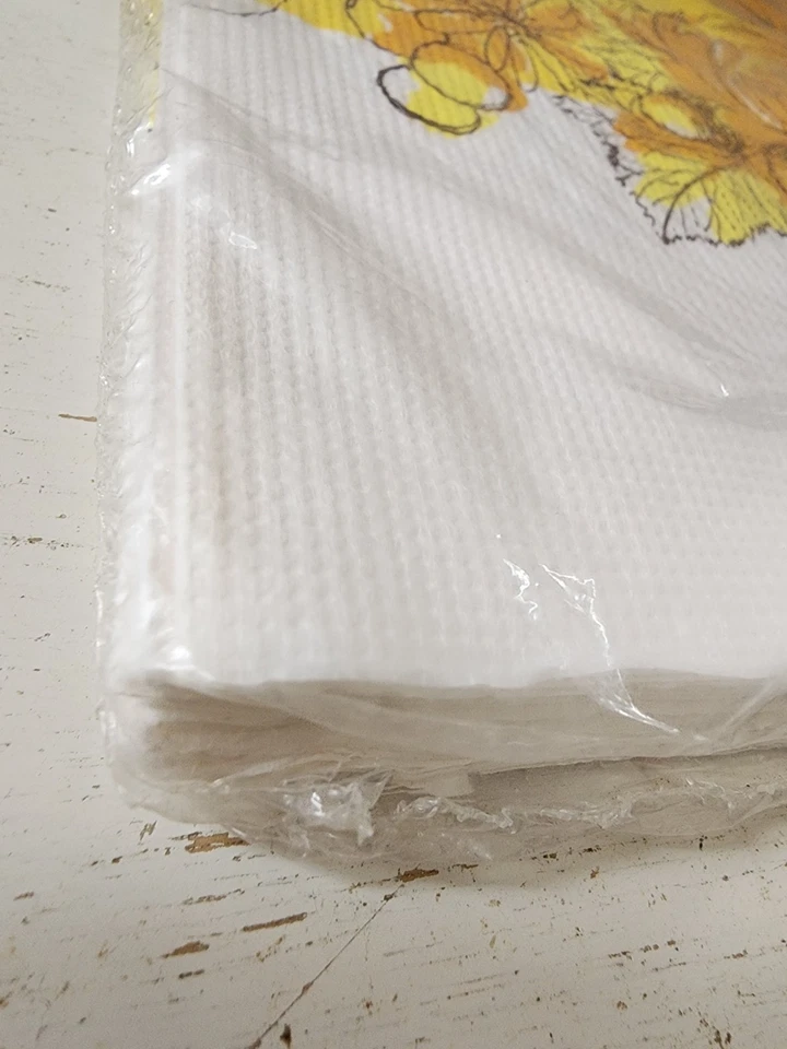 Cubierta de mesa de papel floral vintage con sello amarillo blanco flores 60" x 102" nueva Foto 4 de 4