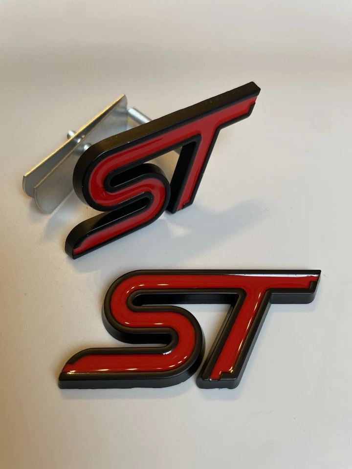 Red And Black Front And Rear ST Badge Set With Screws