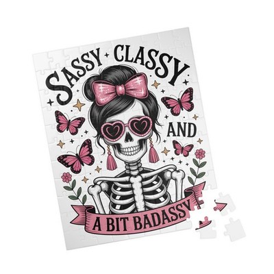 Sassy Classy Skeleton Puzzle, Birthday Gift | 252 Piece Pink Butterfly Jigsaw
