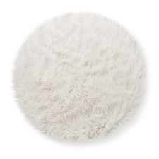 3' Faux Fur Round Kids' Rug White - Pillowfort