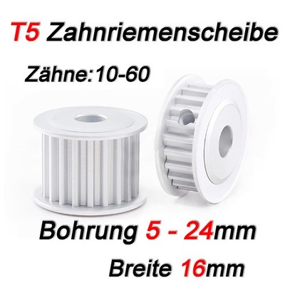 T5 10-60 Zähne Breite 16mm Zahnriemenrad Zahnriemenscheibe Riemenscheibe AF-Typ