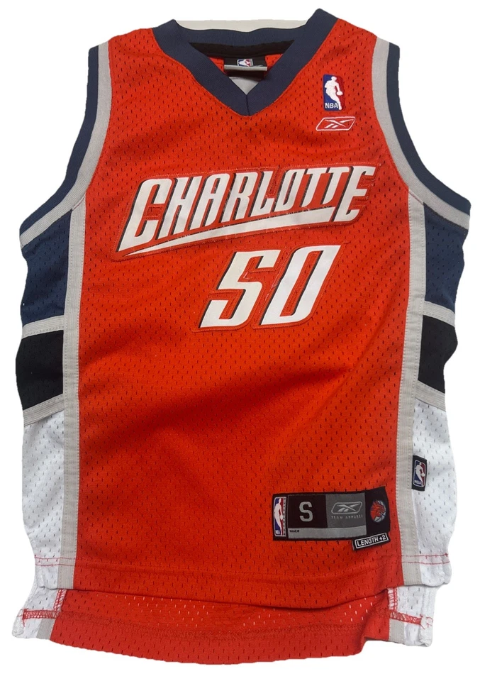 Camiseta de colección Reebok NBA Charlotte Bobcats Emeka Okafor #50 naranja juvenil pequeña Foto 2 de 4