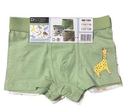 Kinder  3er Pack Unterhosen Jungen Boxershorts Safari Tiere 100% Bio-Baumwolle
