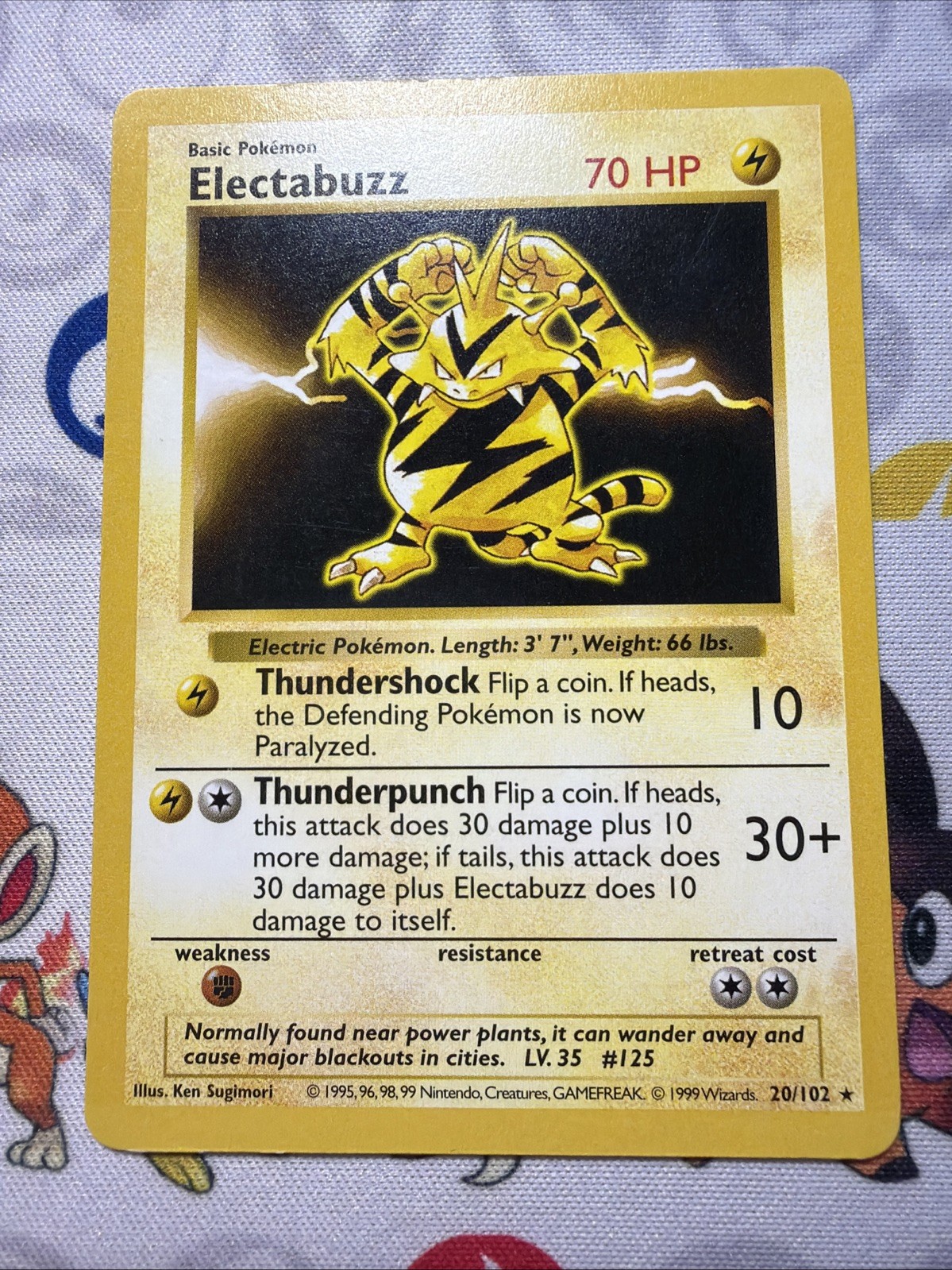 Electabuzz 20/102 Shadowless Base Set Pokemon Card 1999 Lightly Played +