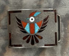 Native American Zuni Bird Inlay Buckle 24grams Vintage- Rare- Turquoise- Agate.
