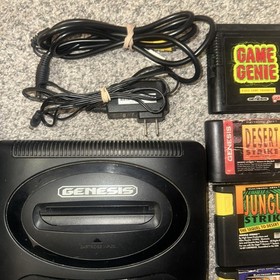 Original OEM Sega Genesis System Model 2 Console Game Genie & 3 Games