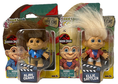 Good Luck Trolls Jurassic Park Alan Grant & Ellie Sattler Troll Dolls Set of 2