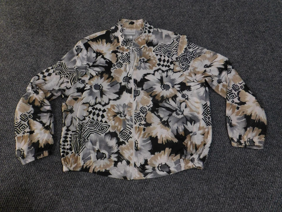 Jaqueta feminina Alfred Dunner pequena média floral com zíper padrão geométrico - Imagem 2 de 4